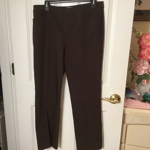 NWOT. Christopher Banks Women’s Sz 8S Brown Straight Leg Slacks - Picture 3 of 11